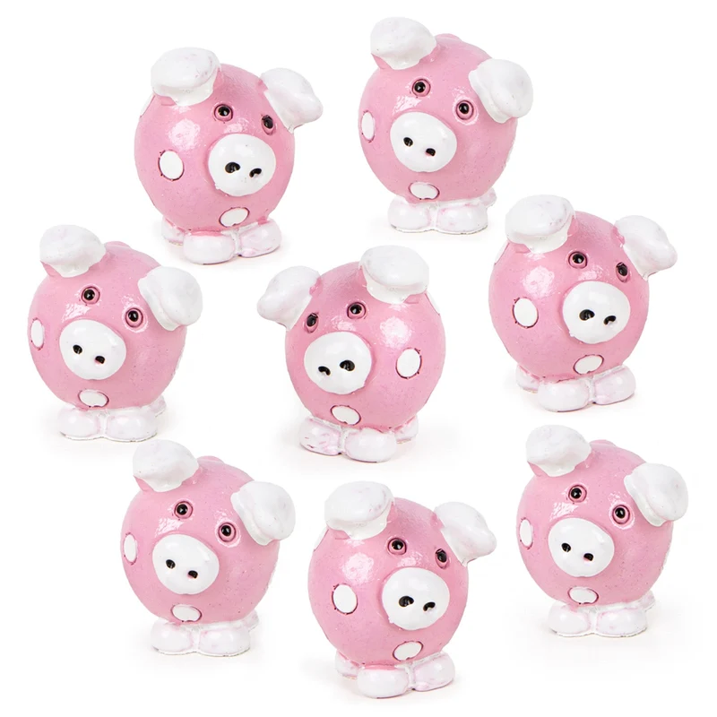 Logbuch-Verlag 8 Mini Glücksschweinchen rosa weiß kleine Glücksbringer Geschenke für Kunden, Kollegen & Freunde 3 cm