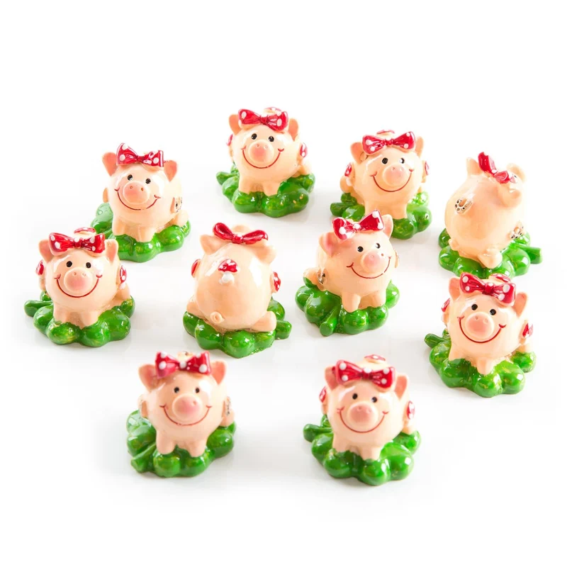 10 kleine Glücksschweinchen Figuren - Silvester 3,5 cm Glücksbringer rosa