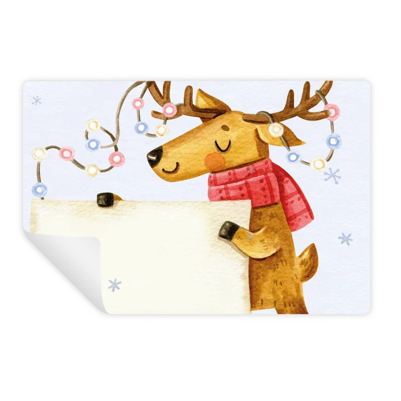 25 bunte Weihnachtsaufkleber Hirsch Rentier - zum Beschriften 7,4 x 5,2 cm