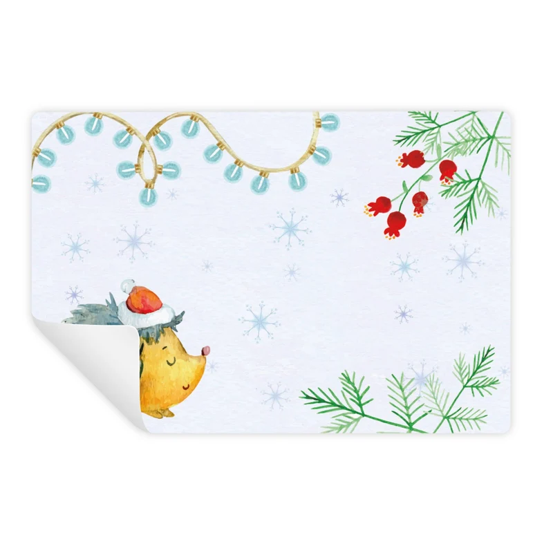 25 bunte Weihnachtsaufkleber mit Igel - zum Beschriften 7,4 x 5,2 cm