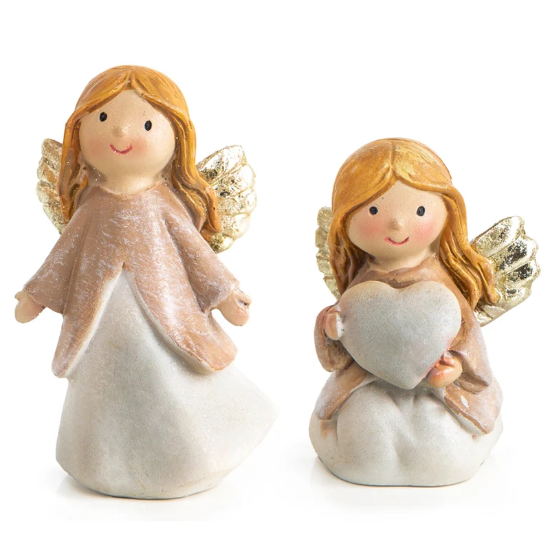 2 kleine Schutzengel Figuren Weihnachten Give-Away Glücksbringer 7,5 cm