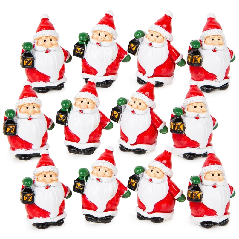 12 Weihnachtsmann Santa Nikolaus Figuren - Weihnachten rot weiß 3,5 cm