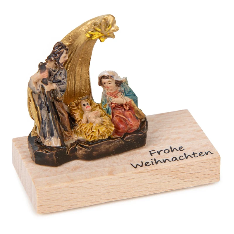 Logbuch-Verlag Frohe Weihnachten Geschenk kleine Krippe Miniatur Weihnachtskrippe für Familie, Freunde & Kollegen 5 x 2,5 x 5 cm