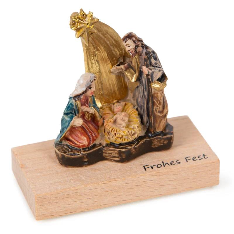 Logbuch-Verlag kleine Krippe zu Weihnachten Frohes Fest Weihnachtskrippe Mini-Geschenk Weihnachtsfeier 5 x 2,5 x 5 cm