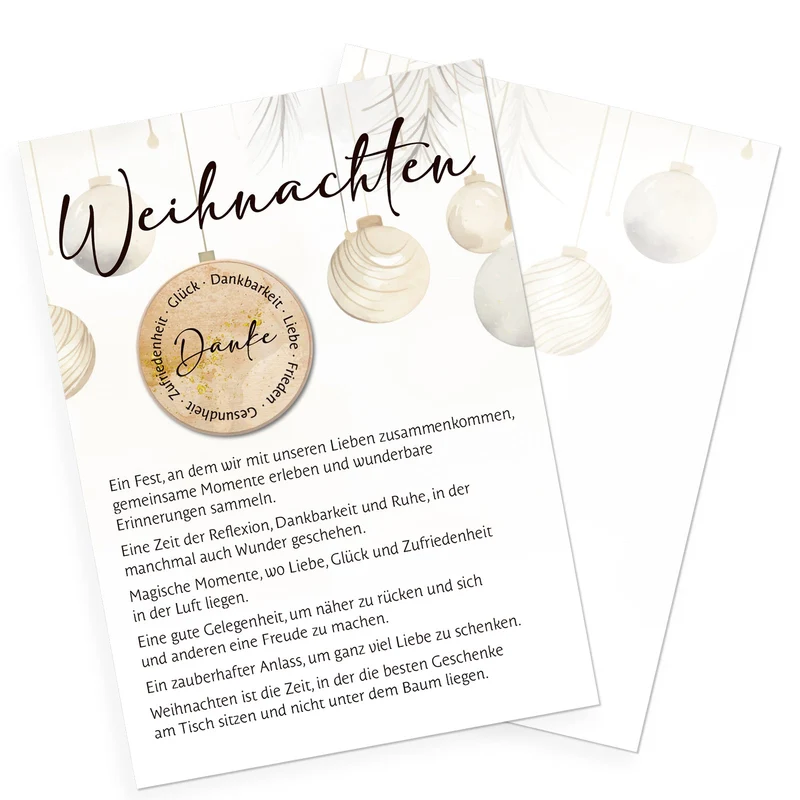 Weihnachtskarte mit mini Weihnachtsgeschenk gold weiß