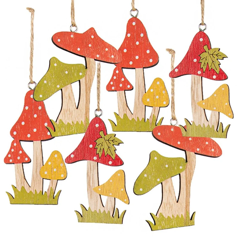 Herbstliche Anhänger Fliegenpilz aus Holz rot grün 7,5 x 8,5 cm