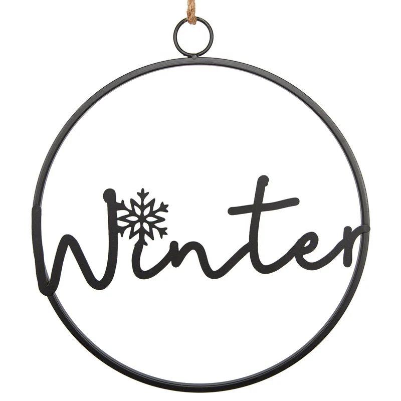 Metall Türkranz "Winter" Weihnachtsdeko für Tür & Wand schwarz 33,5 cm