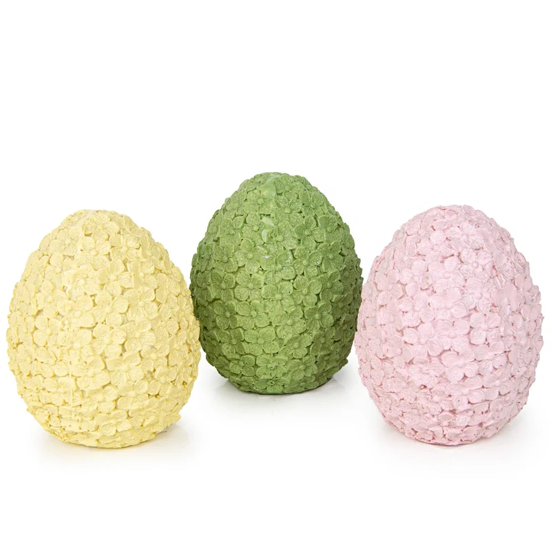 Logbuch-Verlag 3 Bunte Ostereier Figuren Ostern Deko gelb rosa grün Ostergeschenk Osterdekoration 8 cm