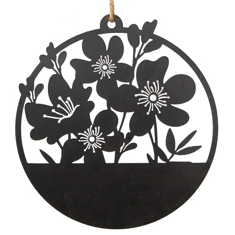 Kranz mit Blumen aus Metall Frühling Dekoration für Fenster & Tür Ø 19 cm