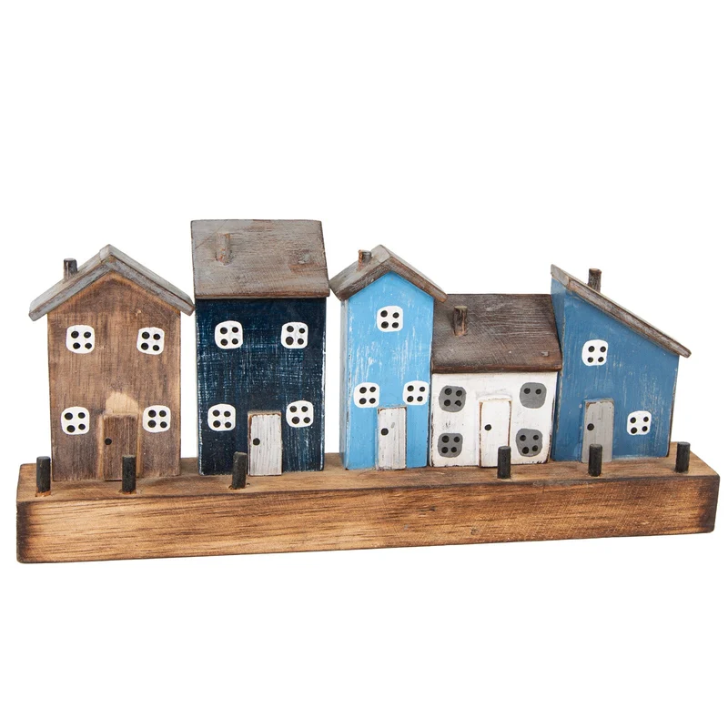 Logbuch-Verlag Häuserzeile Maritime Hafenstadt in blau & braun Meer Sommer Dekoration für Badezimmer 32,5 cm