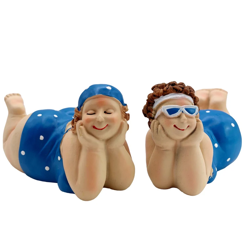 Logbuch-Verlag 2 Frauen Figuren mollige Badenixen Rubensfrauen Sommer Strand Deko Badezimmer 15 x 6 cm