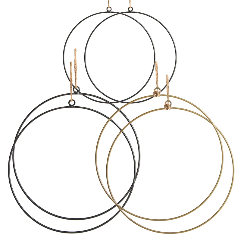 6 Metallringe zum Basteln und Dekorieren 20-28 cm Gold schwarz
