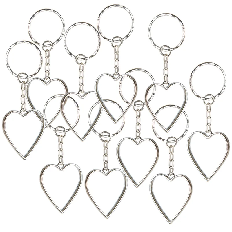 Logbuch-Verlag 10 Schlüsselanhänger Herzen aus Metall silber Anhänger für den Schlüsselbund Gastgeschenk Hochzeit 3 cm