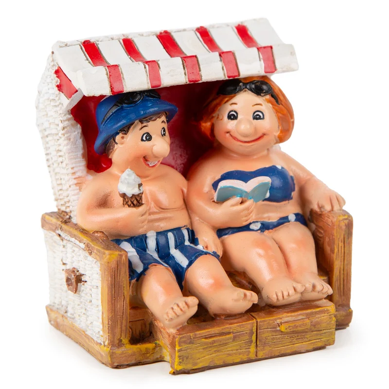 Dekofigur Pärchen im Strandkorb, lustige Geschenkidee 7,5 x 7 x 8 cm