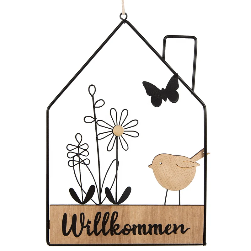Logbuch-Verlag Haus Türkranz Willkommen Frühling Dekokranz Willkommensschild für die Haustür 17,5 x 25 cm