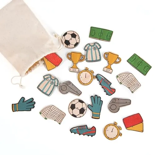 Fußball Deko aus Holz 20 tlg. Tischdeko Set EM 2024 Streudeko 5 cm