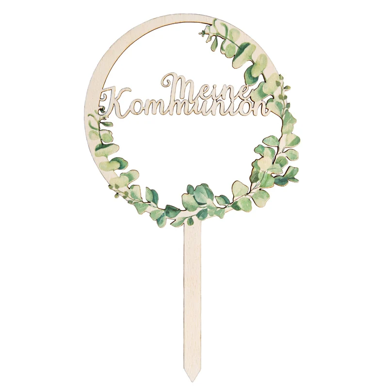 Caketopper für Kommunion Tortenstecker Kuchenstecker Eukalyptus für Junge & Mädchen