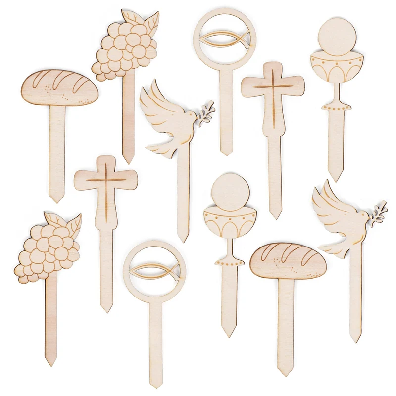 12 Cupcake Topper Muffin Deko für Taufe & Kommunion 10 cm