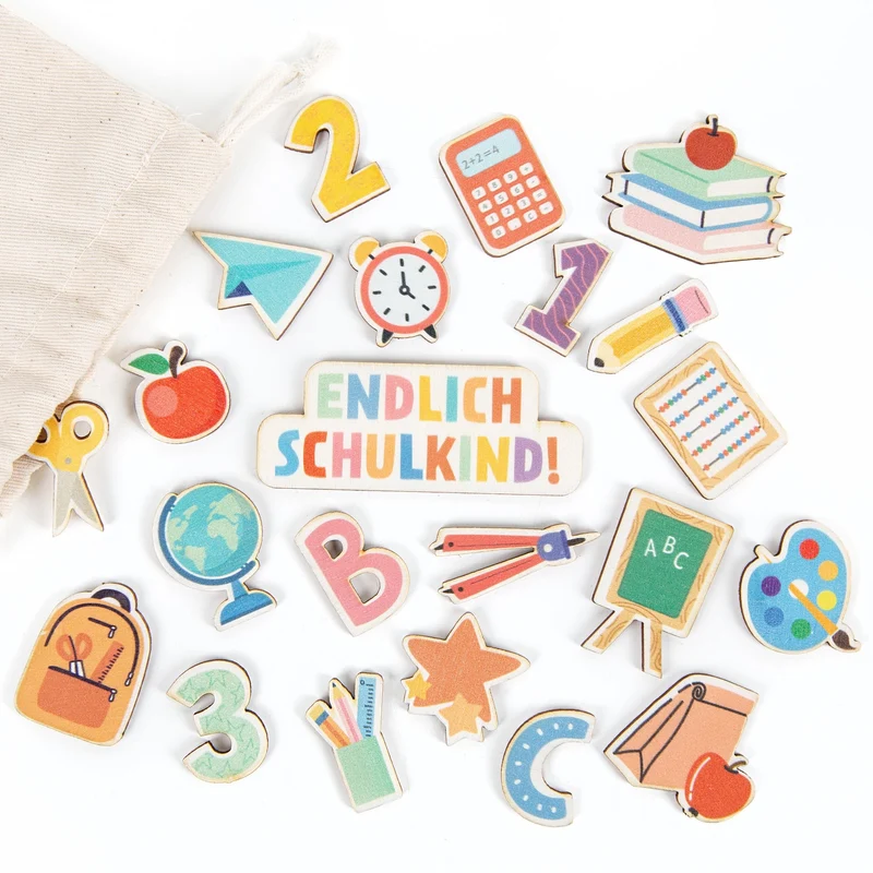 Erster Schultag Einschulung Tischdeko Bastelzubehör Schule Set 24-tlg bunt