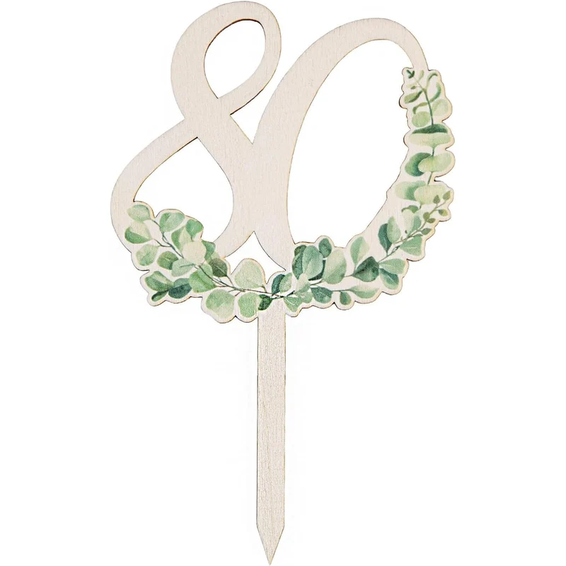 80. Geburtstag Cake Topper - Jubiläum Holzstecker 18 cm