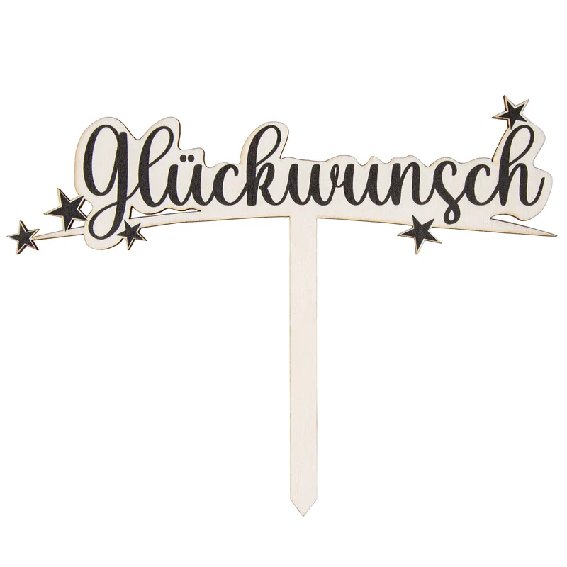 Glückwunsch Cake Topper Tortendeko Holzstecker