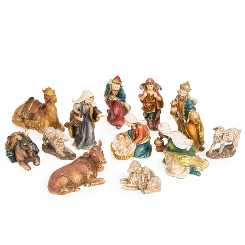 Weihnachtskrippe 12-TLG. Krippenfiguren Set 7 cm Weihnachtsdeko