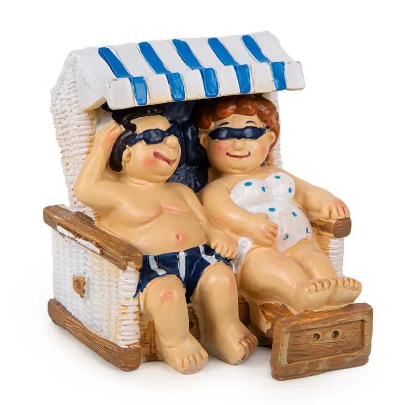 Logbuch-Verlag Dekofigur Urlauber Paar Mann und Frau im Strandkorb Maritime Deko kurioses Geschenk 7 x 8 cm