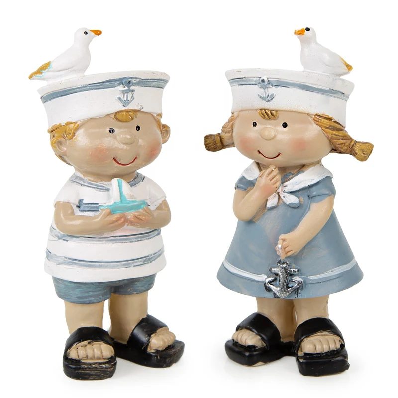 Logbuch-Verlag 2 Maritime Kinder Matrosen Mädchen Junge blau weiß Strand Urlaub sommerliche Dekoration Geschenkidee 11,5 cm