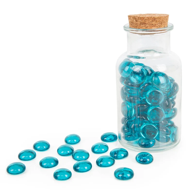 Logbuch-Verlag Blaue Glasnuggets Glassteine Mini Steine aus Glas rund flach 2 cm Maritime Dekoration Streudeko 400g