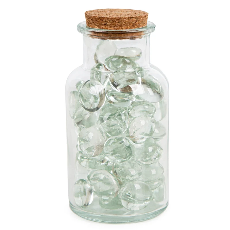 Logbuch-Verlag 400 g Dekosteine aus Glas Mini Steine zum Basteln Glasnuggets Glassteine klar transparent 2 cm