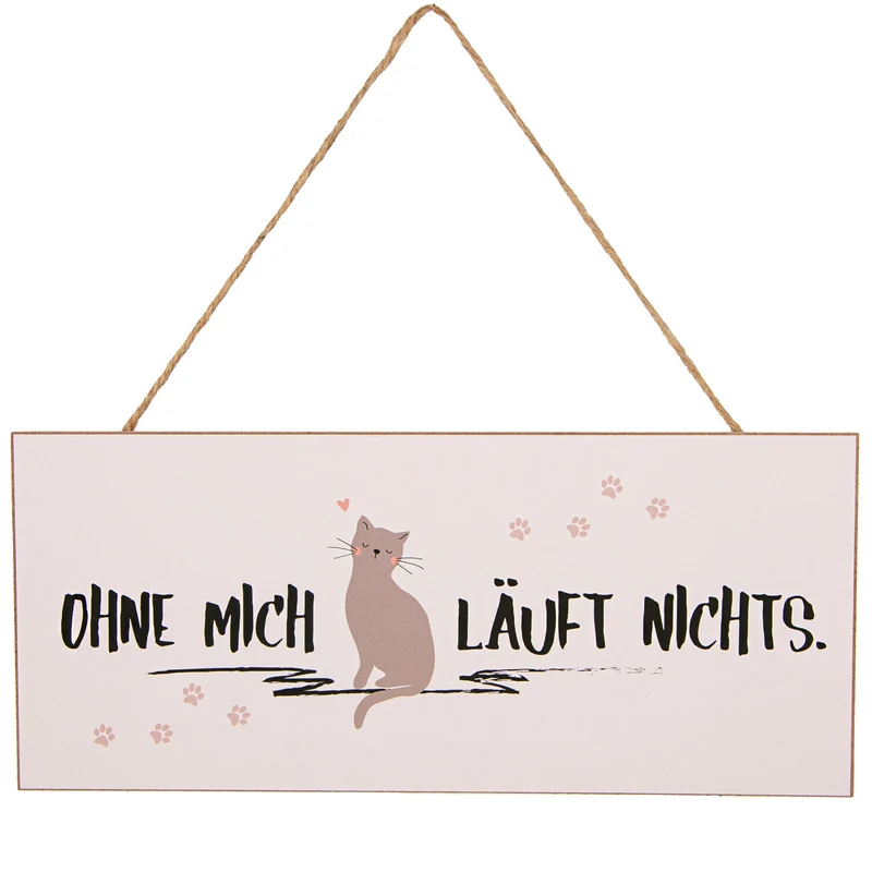 Lustiges Türschild mit Katze "Ohne mich läuft nichts" Deko aus Holz 30 x 13 cm