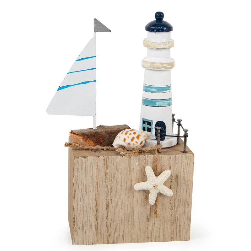 Logbuch-Verlag Leuchtturm Deko Figur maritimes Dekoobjekt Segelboot Sommerdeko Badezimmer 16 cm
