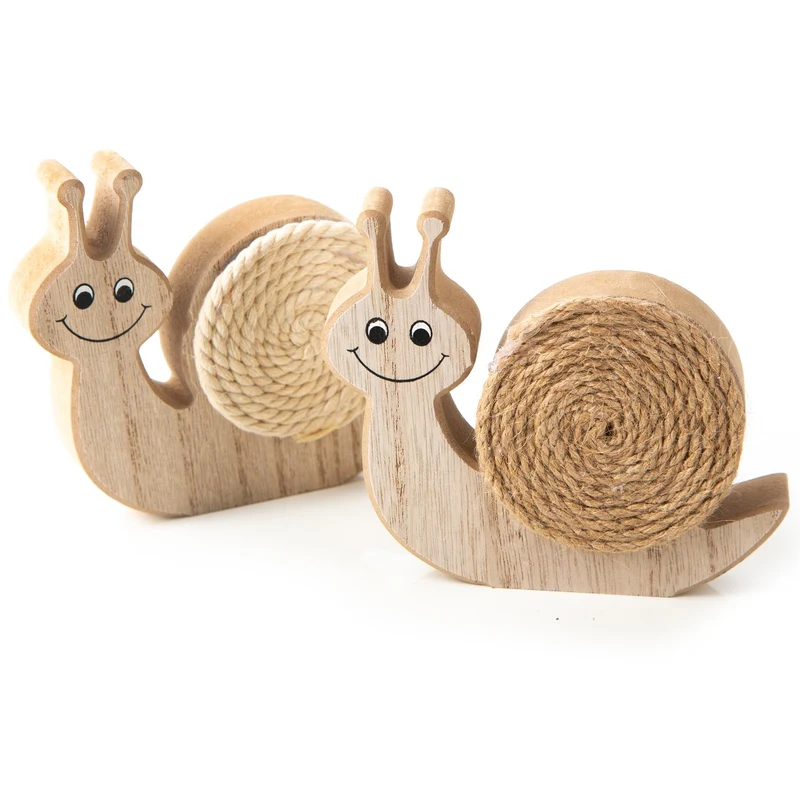 2 Deko Schnecken Figuren aus Holz Natur braun 12 x 13 cm Frühling Sommer