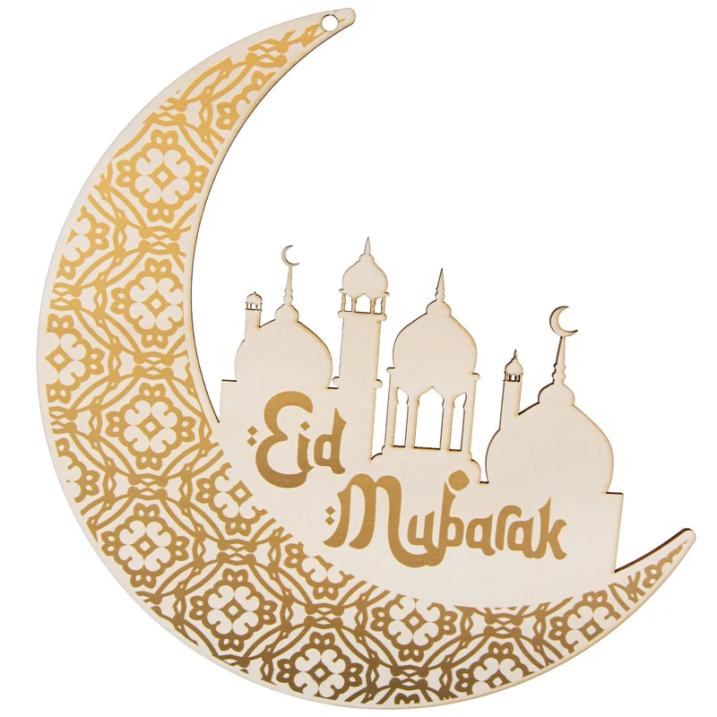 Logbuch-Verlag Eid Mubarak Türkranz Halbmond mit Moschee & orientalischen Ornamenten Deko für Ramadan Bayram Eid al-Fitr 27,5 x 29 cm