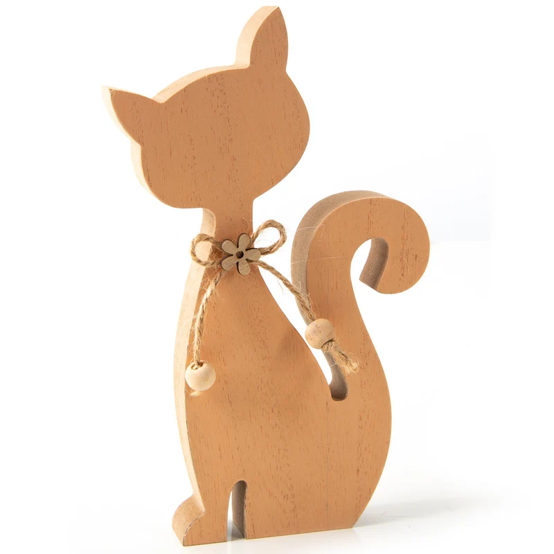 Logbuch-Verlag Katze aus Holz Dekofigur zum Hinstellen Geschenk Geburtstag Muttertag Dekokatze orange 19,5 x 12 cm