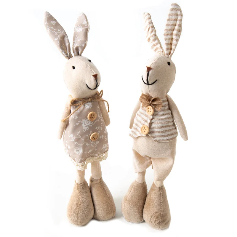 Logbuch-Verlag 2 große Hasen aus Leinen & Stoff Osterhasen Figuren XXL Dekohase Ostern Deko zum Hinstellen 35 cm braun Creme