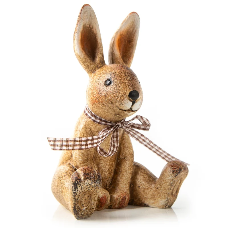 Logbuch-Verlag Keramik Hase zum Hinstellen Osterhase Figur braun Creme Osterdekoration Geschenk zu Ostern 16 cm