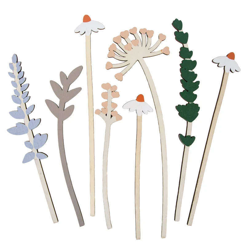 Logbuch-Verlag 7 Holzblumen als Strauß Ostern Deko Frühlingsdeko Geschenkidee Mama Oma im skandinavischen 11 x 2 x 33,8 cm Naturdekoration