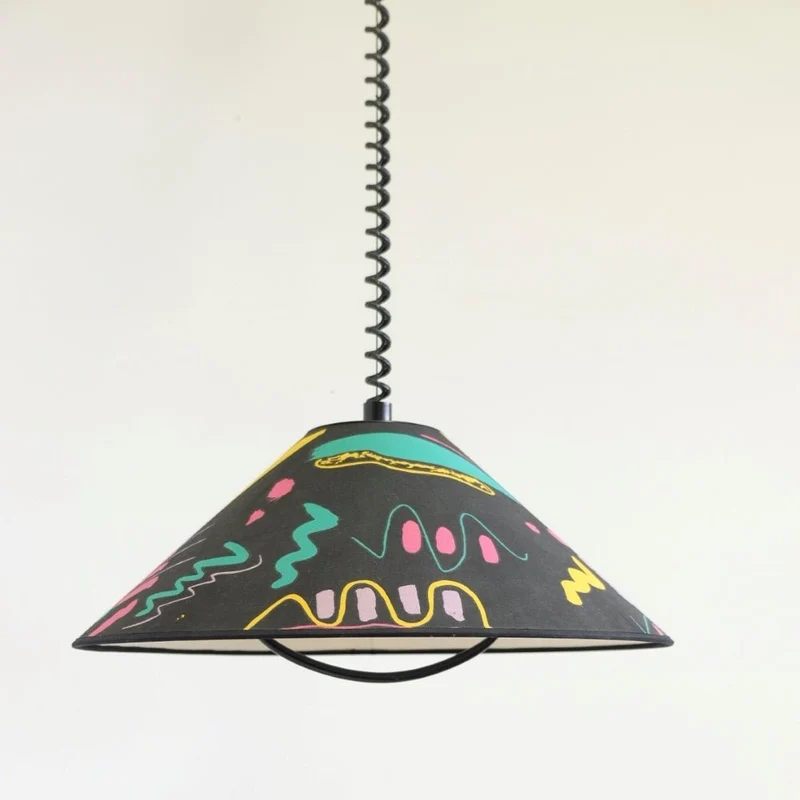 Postmoderne Pendelleuchte im Memphis Milano Stil der 1980er - Vintage Lampe
