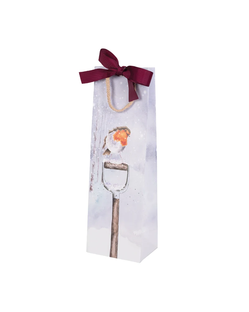 Flaschen Geschenktasche "A Little Red Robin" von Wrendale Designs