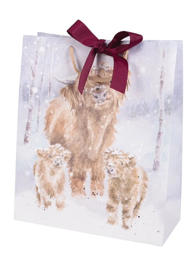 Weihnachtliche Highland Rinder Geschenktasche L von Wrendale Designs