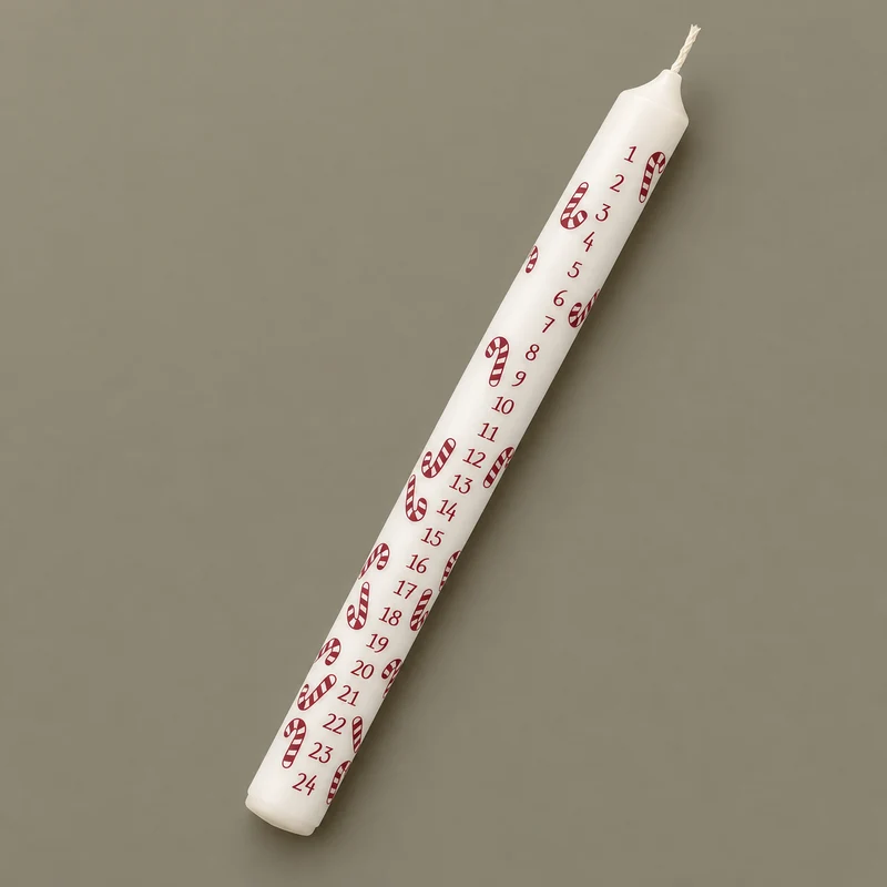 Stabkerze Advent "Candy Canes" Weiß Zahlen 1-24 Zuckerstangen Dekor 290x22