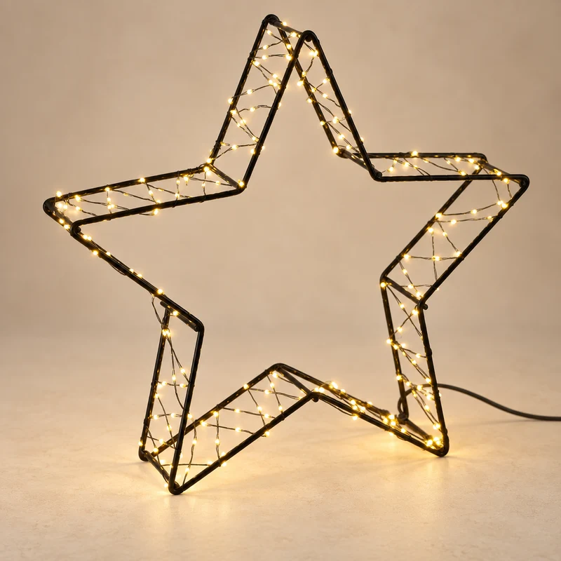 LED 3D Stern "Stella" Metall Indoor Batterie Timer 26cm