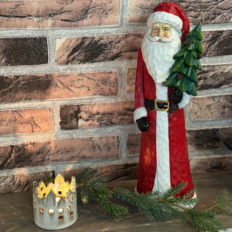 Deko Figur Weihnachtsmann "Nikolaus" Polyresin Groß 2 Varianten