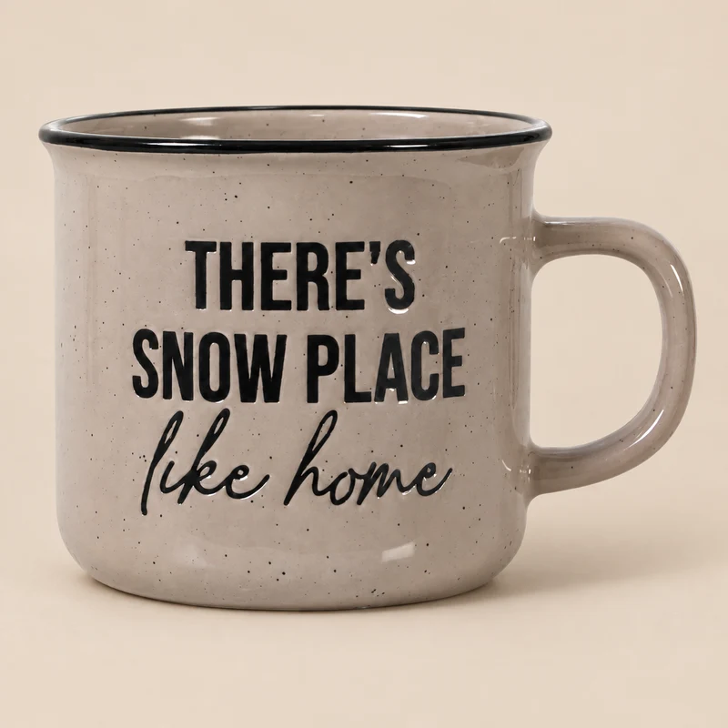 Becher Tasse „Snow Place Like Home“ Keramik Taupe 285ml