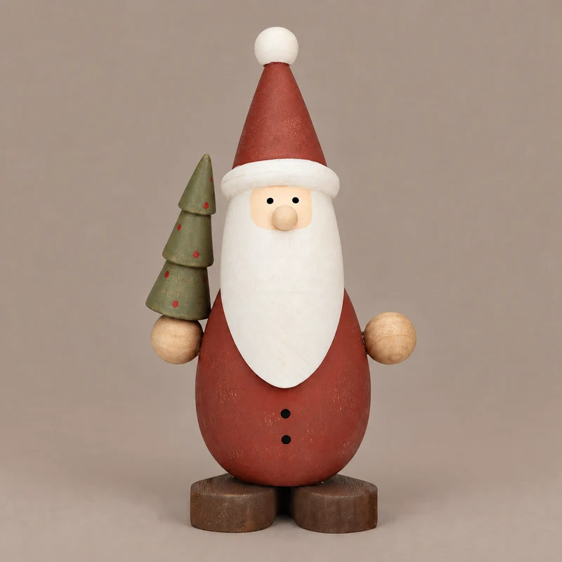 Deko Nikolaus „Niklas“ mit Tannenbaum Holz Rot 16cm