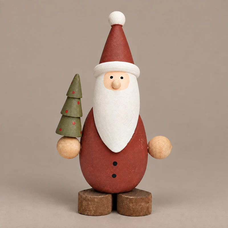 Deko Nikolaus „Nisse“ mit Tannenbaum Holz Rot 12cm