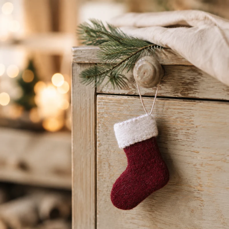 Gry & Sif Anhänger Mini-Nikolausstiefel Filz Rot