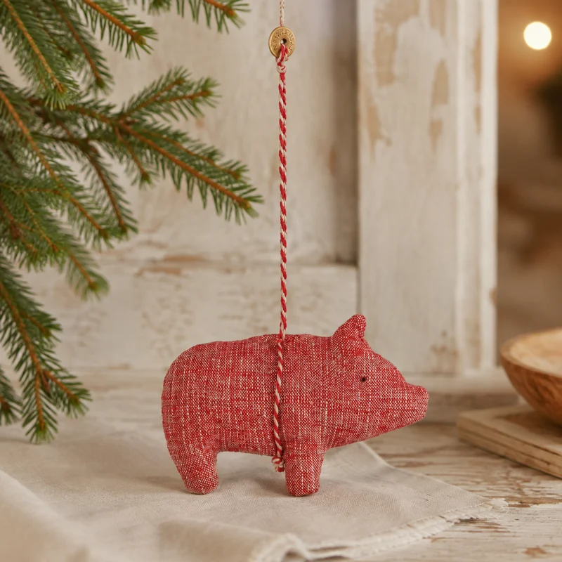 Maileg Anhänger Schwein Stoff Rot
