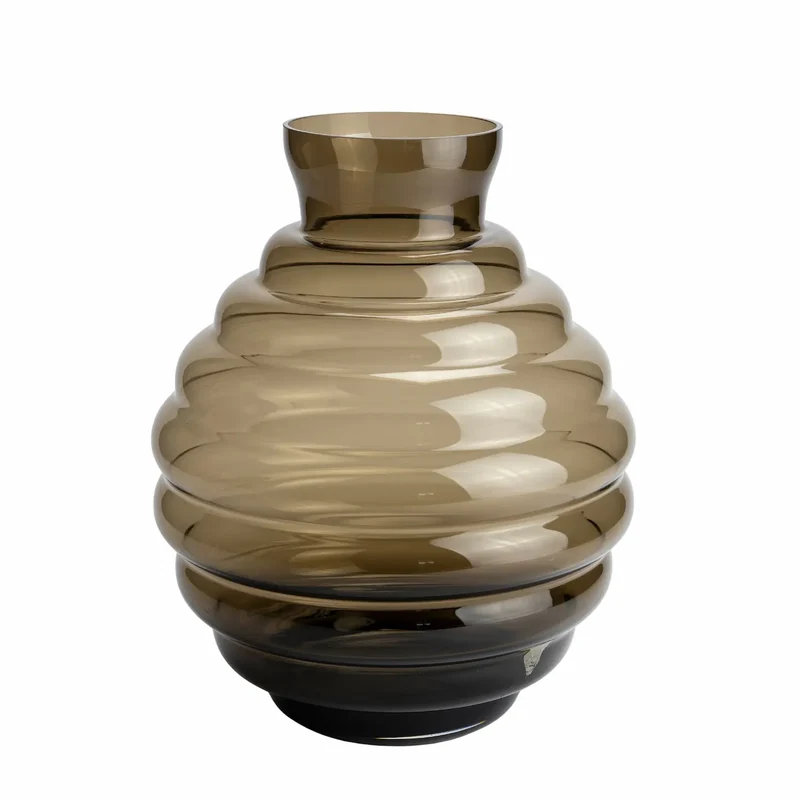 ISAA Vase Arothron – Bauchige Vase Glas braun, 30x36,5 cm